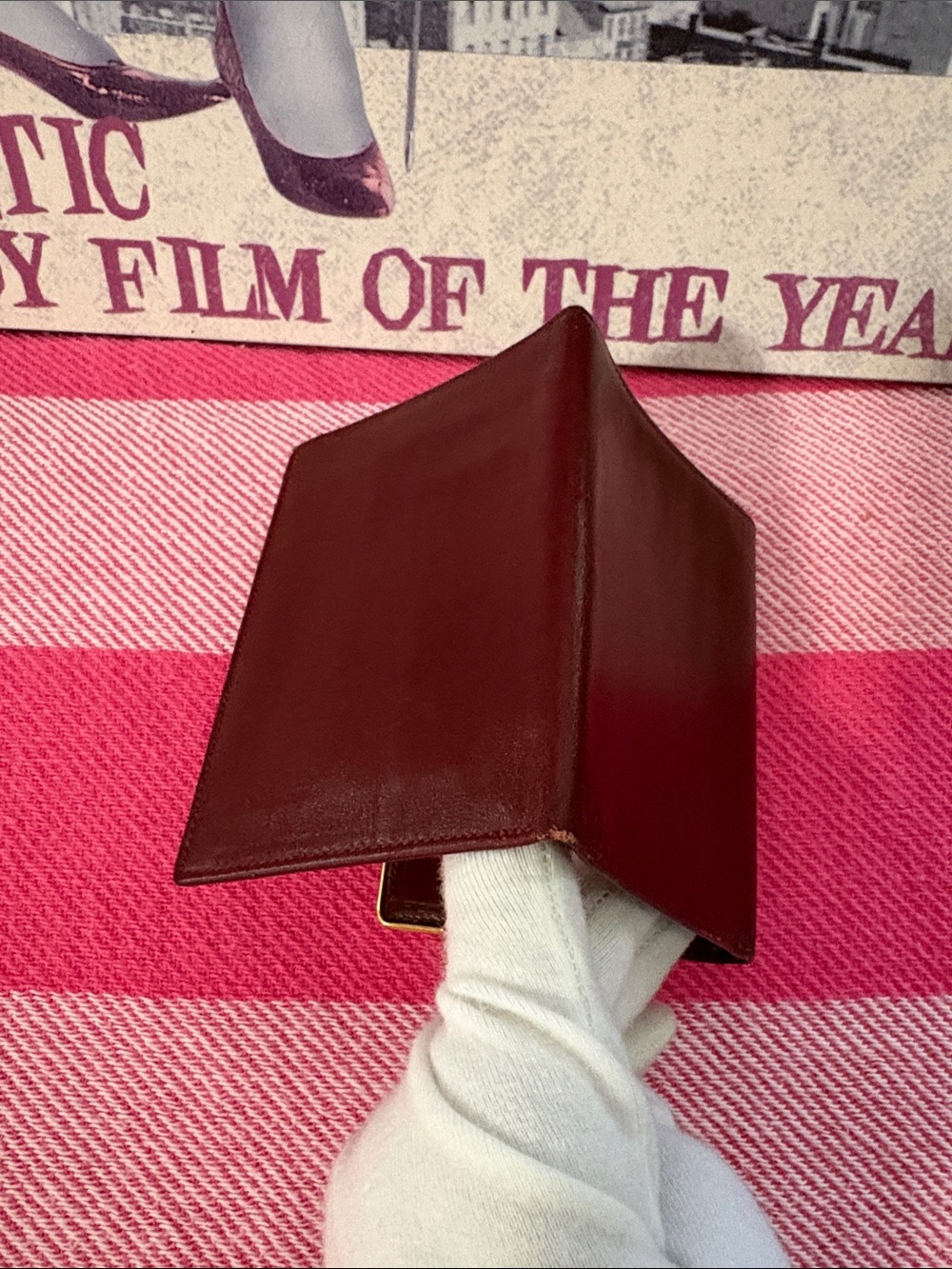 Givenchy Embossed Burgundy Leather Card Holder with Gold Corners - Picture 5 of 10